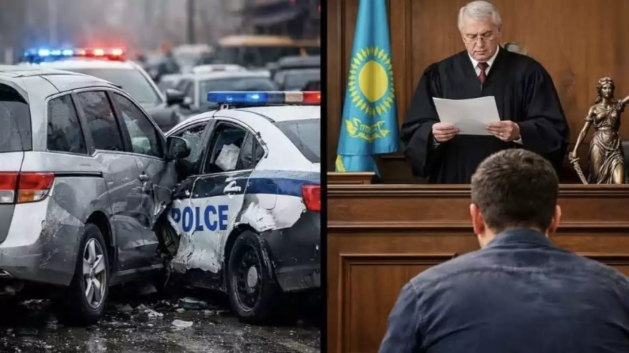 Шуда мас жүргізуші қашпақ болып, полиция көлігіне соғылды