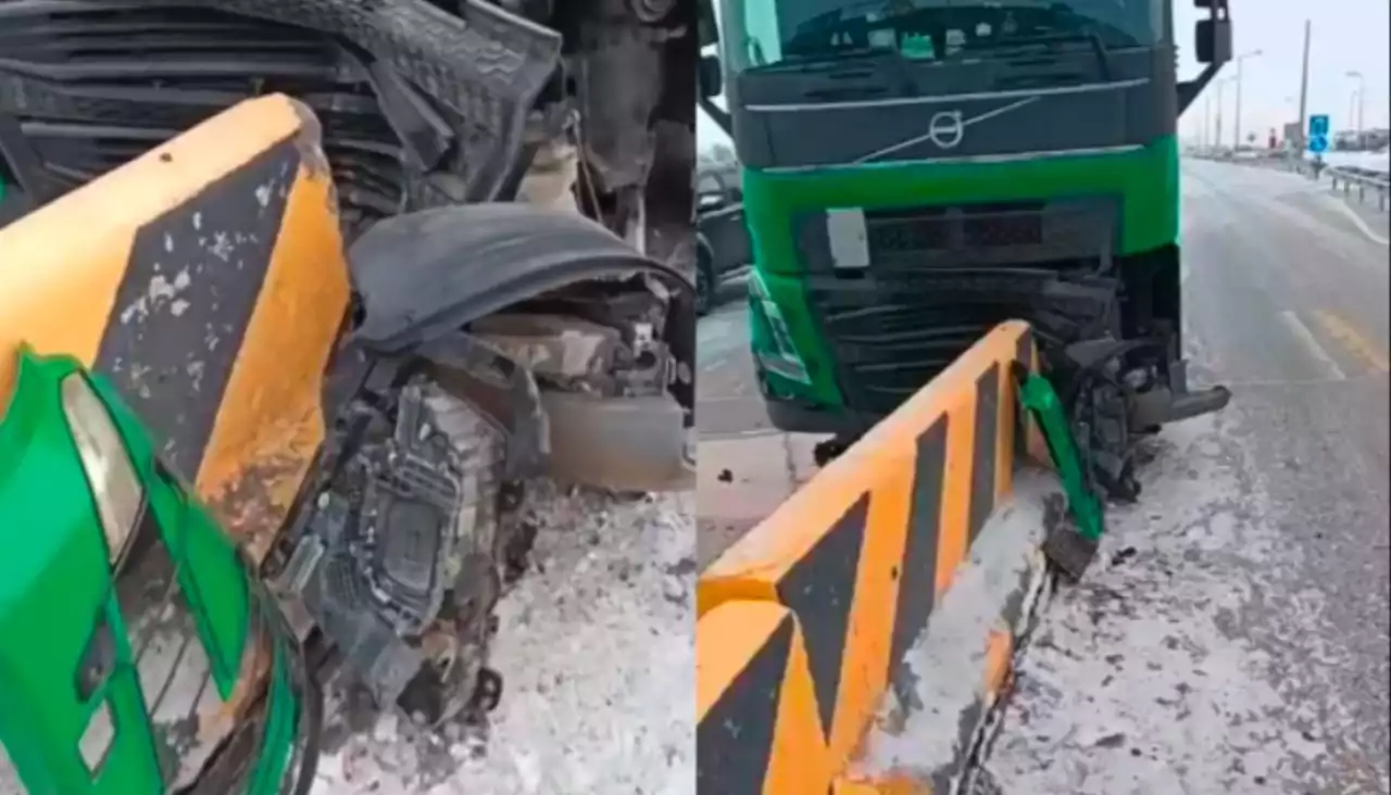 «Астана» ақы алу пунктінде жүргізуші рөлде ұйықтап кетіп, қоршауға соғылды